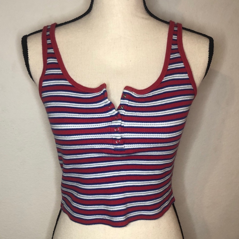 Forever21 Striped Cropped Tank Top Size Small